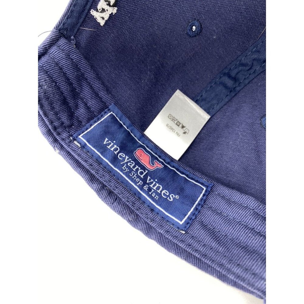 Vineyard Vines Blue Whale Logo Baseball Hat Cap Adjustable Strap-back Spell-out - Picture 8 of 8